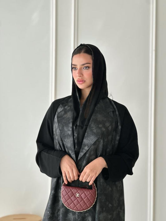 Royal crepe abaya mixed with Turkish crepe fabric with patterns