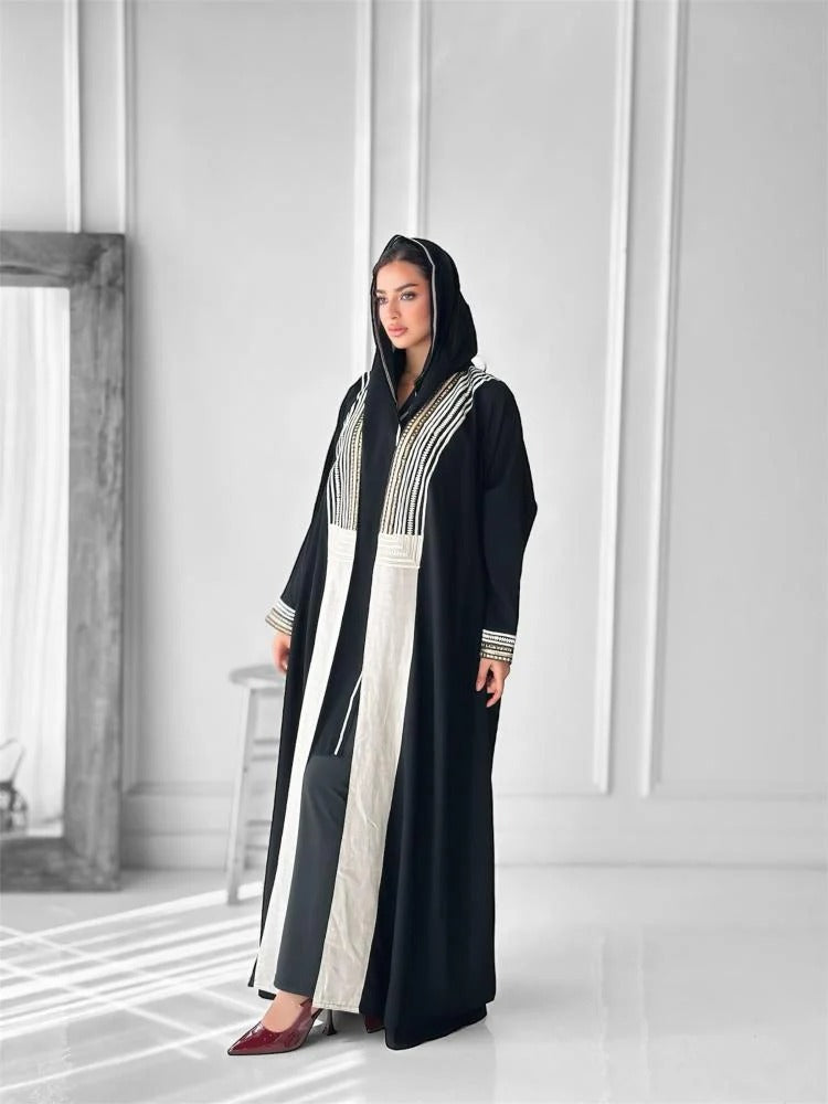 A distinctive abaya with different luxurious embroidery