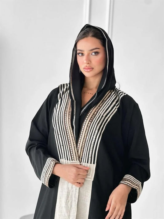 A distinctive abaya with different luxurious embroidery