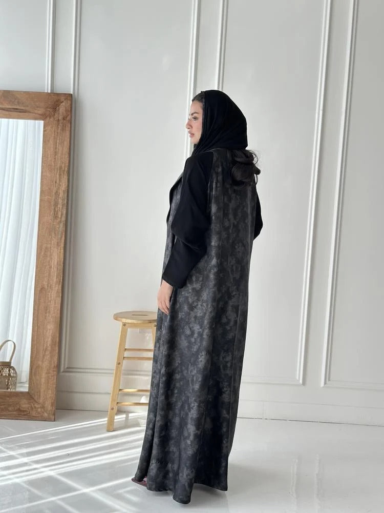 Royal crepe abaya mixed with Turkish crepe fabric with patterns